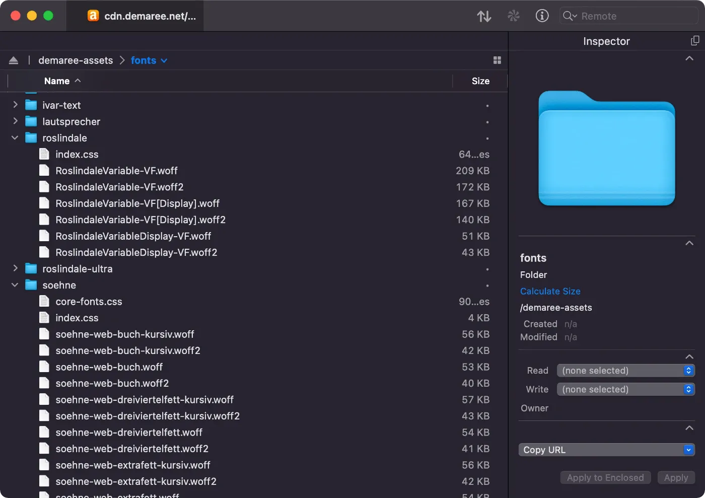 Web font files in Transmit